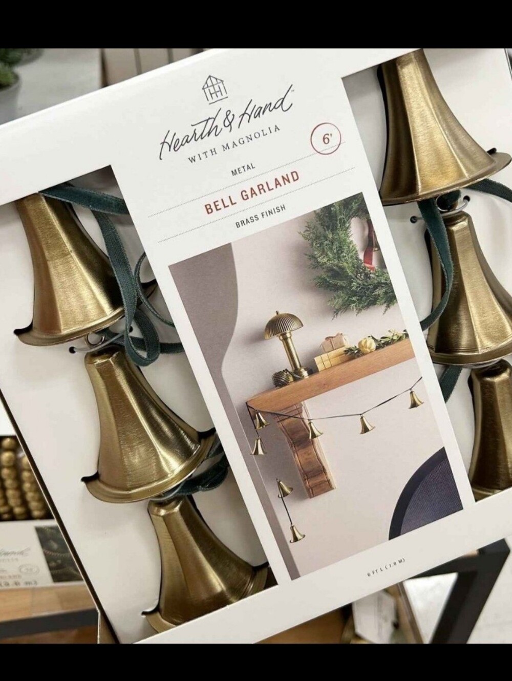 Hearth & Hand Christmas Metal with Brass Finish Bell 6’ Garland